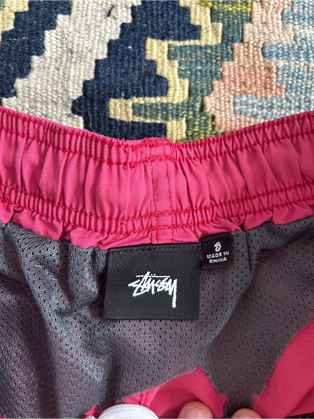Stussy Men's Magenta Elastic-Waist Hybrid Shorts - Picture 2 of 2